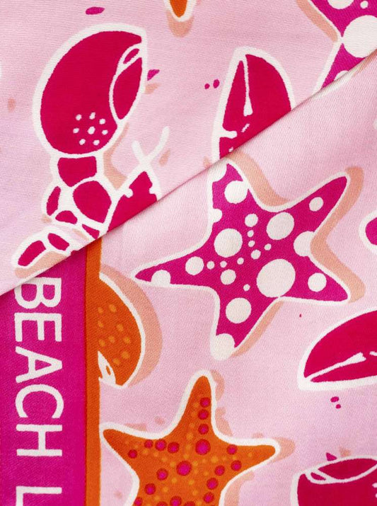 💕 Zwillingsherz Dreieckstuch "Beach Life" Viskose Rosa