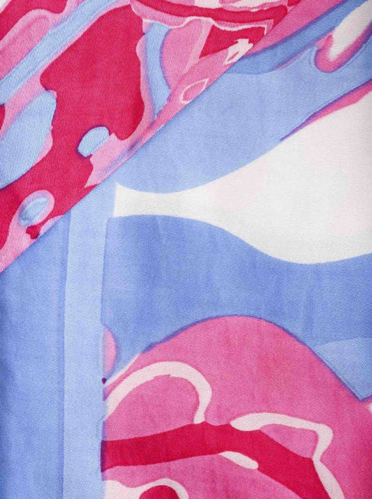 💕 Zwillingsherz Dreieckstuch "Big Flower" Viskose Blau
