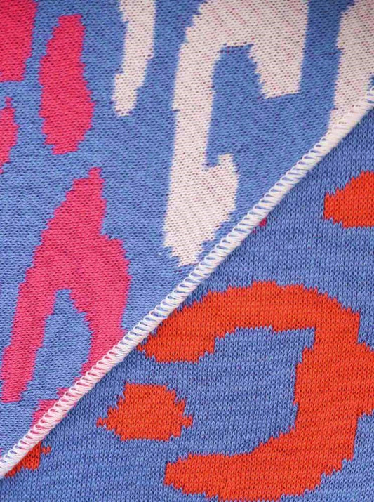 💕 Zwillingsherz Dreieckstuch "Buntes Leo" Baumwolle Blau