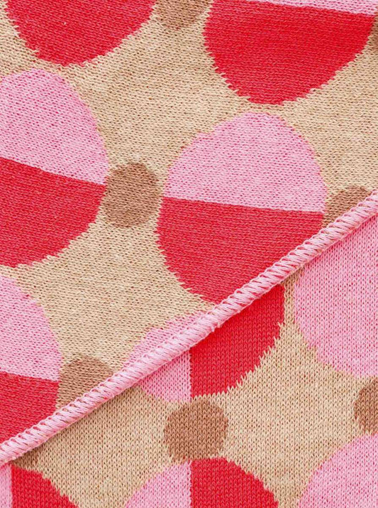💕 Zwillingsherz Dreieckstuch "Circles" Baumwolle Beige Rot Pink