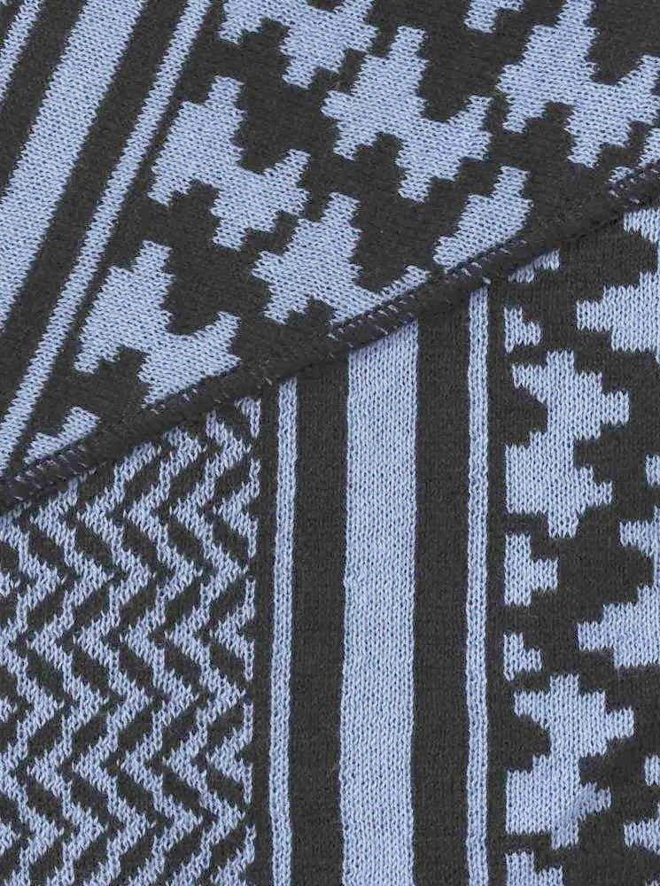 💕 Zwillingsherz Dreieckstuch "Classic Cozy" Pali-Muster Baumwolle Blau