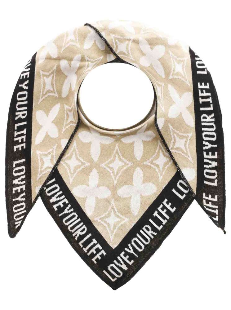 💕 Zwillingsherz Dreieckstuch "ClassyZH" Baumwolle Beige Schwarz