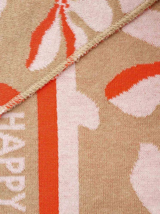 💕 Zwillingsherz Dreieckstuch "Crazy Flower" Baumwolle Beige Orange