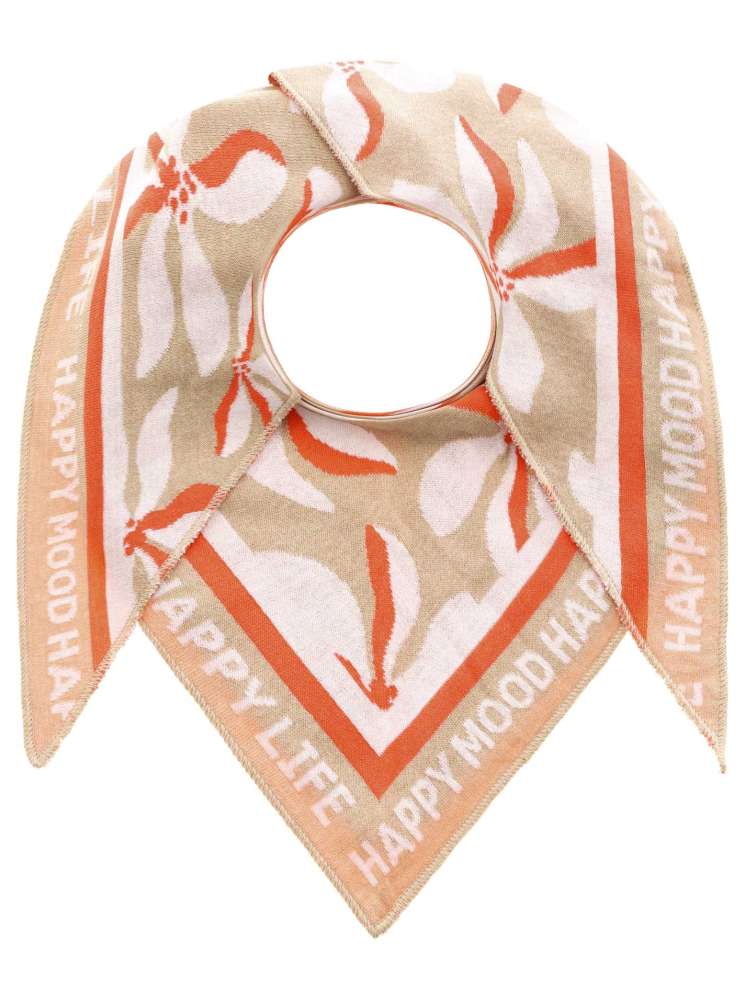 💕 Zwillingsherz Dreieckstuch "Crazy Flower" Baumwolle Beige Orange