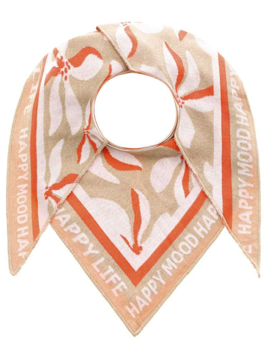 💕 Zwillingsherz Dreieckstuch "Crazy Flower" Baumwolle Beige Orange
