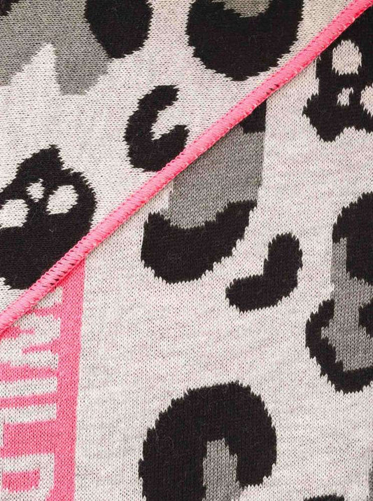 💕 Zwillingsherz Dreieckstuch "Death Leo" Baumwolle Grau PInk