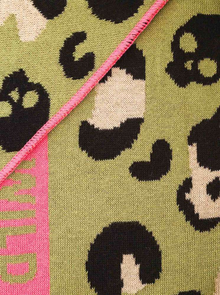 💕 Zwillingsherz Dreieckstuch "Death Leo" Baumwolle Khaki Pink