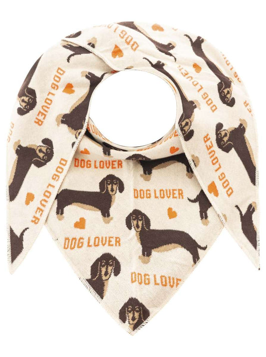 💕 Zwillingsherz Dreieckstuch "Hundeliebhaber" Baumwolle Beige-Orange