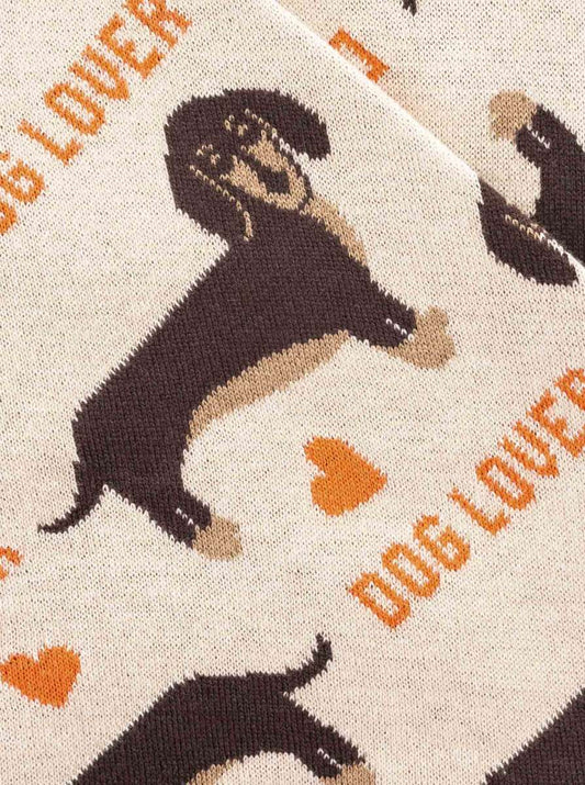 💕 Zwillingsherz Dreieckstuch "Hundeliebhaber" Baumwolle Beige-Orange