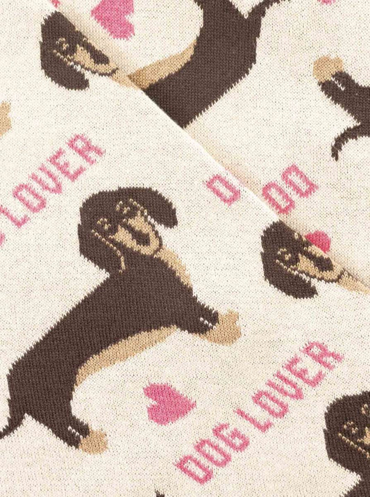 💕 Zwillingsherz Dreieckstuch "Hundeliebhaber" Baumwolle Beige-Pink