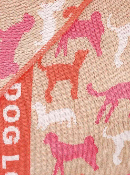 💕 Zwillingsherz Dreieckstuch "Dog Lover" Baumwolle Beige Orange Pink