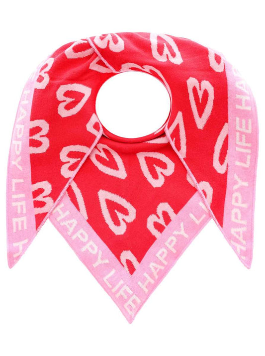 💕 Zwillingsherz Dreieckstuch "HerZH" Baumwolle Rot Rosa Pink