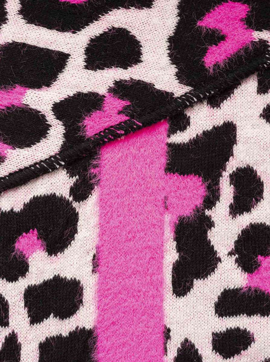 💕 Zwillingsherz Dreieckstuch "Neon Leo" Baumwolle Schwarz Pink