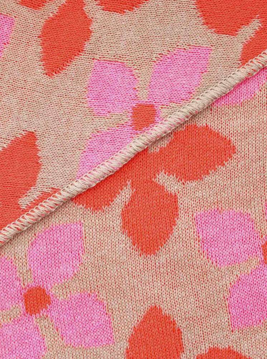 💕 Zwillingsherz Dreieckstuch "Frühlingsblume" Baumwolle Beige Pink Orange