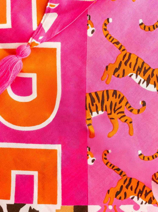 💕 Zwillingsherz Dreieckstuch "Free Wild Leo" 100 % Viskose nachhaltig Pink