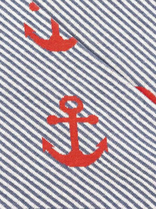 💕 Zwillingsherz Dreieckstuch "Gestreifte Anker" Baumwolle Blau Rot