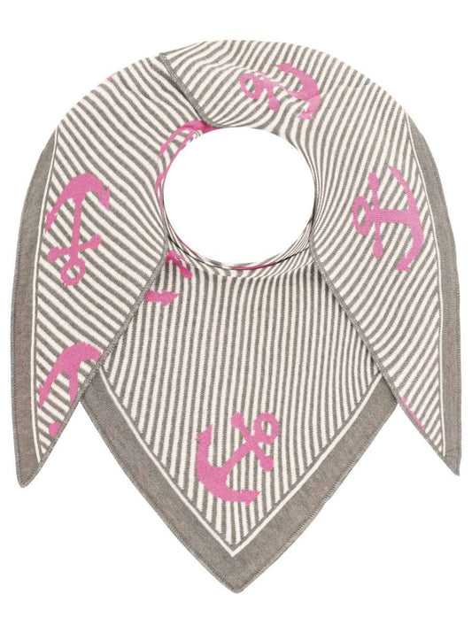 💕 Zwillingsherz Dreieckstuch "Gestreifte Anker" Baumwolle Grau Pink
