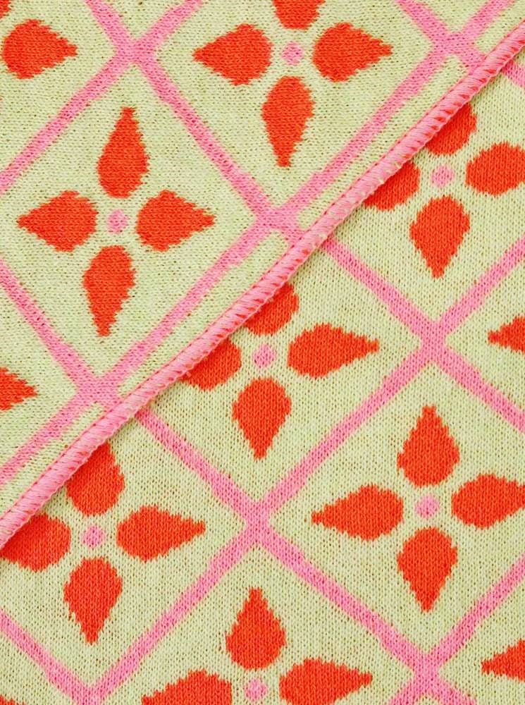 💕 Zwillingsherz Dreieckstuch "Grafische Blume" Baumwolle Türkis Pink Orange