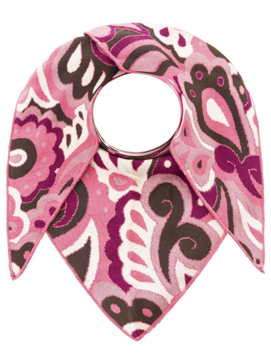 💕 Zwillingsherz Dreieckstuch "Grafisches Comic Paisley all over" Baumwolle Braun Pink