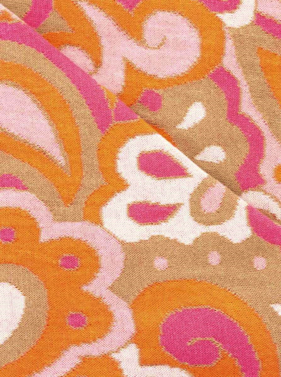 💕 Zwillingsherz Dreieckstuch "Grafisches Comic Paisley all over" Baumwolle Orange Pink Beige