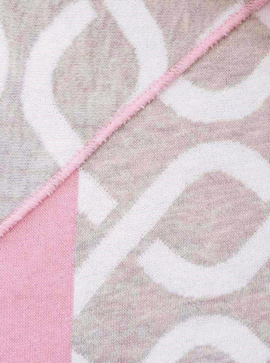 💕 Zwillingsherz Dreieckstuch "Große Ketten" Baumwolle Grau Rosa