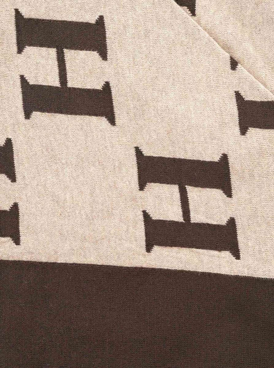 💕 Zwillingsherz Dreieckstuch "H mit Rand" Baumwolle Beige-Braun