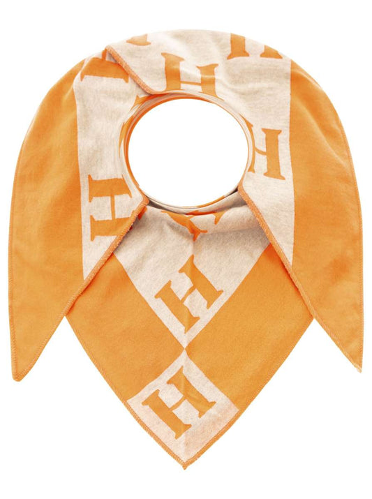 💕 Zwillingsherz Dreieckstuch "H mit Rand" Baumwolle Beige-Orange