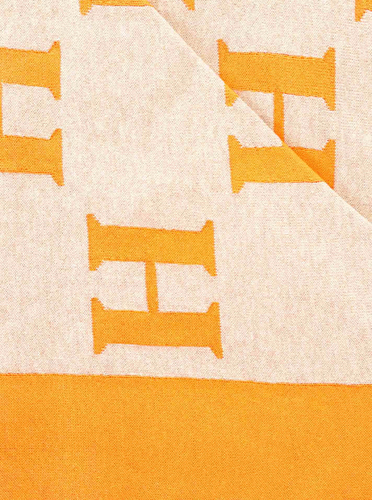 💕 Zwillingsherz Dreieckstuch "H mit Rand" Baumwolle Beige-Orange