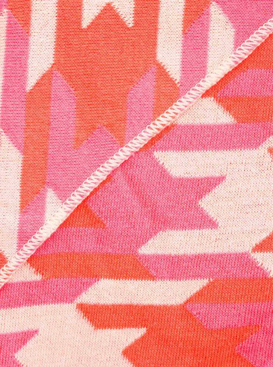 💕 Zwillingsherz Dreieckstuch "Hahnentritt 2" Baumwolle Pink Orange