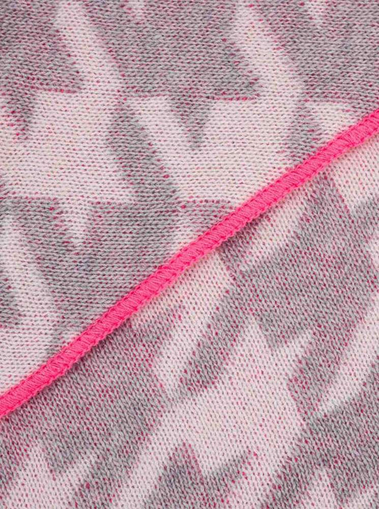 💕 Zwillingsherz Dreieckstuch "Hahnentritt mit Rand" Wolle Kaschmir Grau Pink