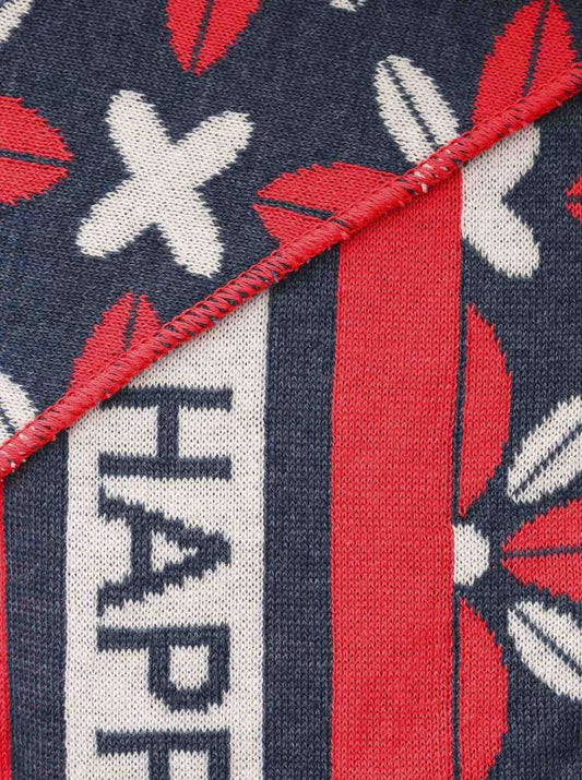 💕 Zwillingsherz Dreieckstuch "Happy Blumen" Baumwolle Jeans Rot