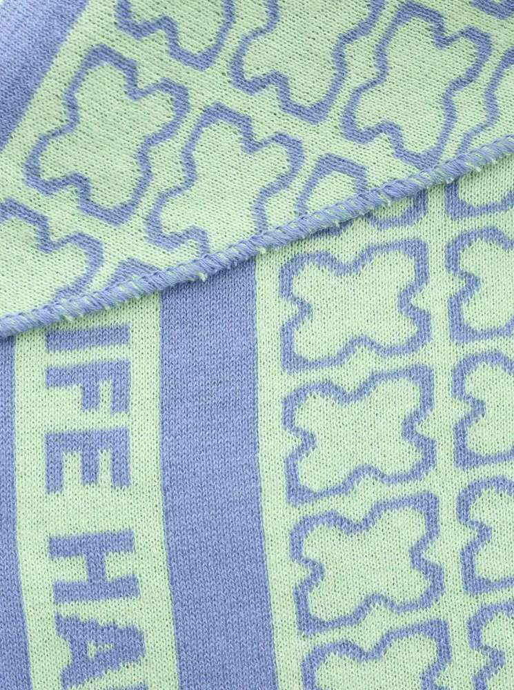 💕 Zwillingsherz Dreieckstuch "Happy Life" Baumwolle Türkis Blau