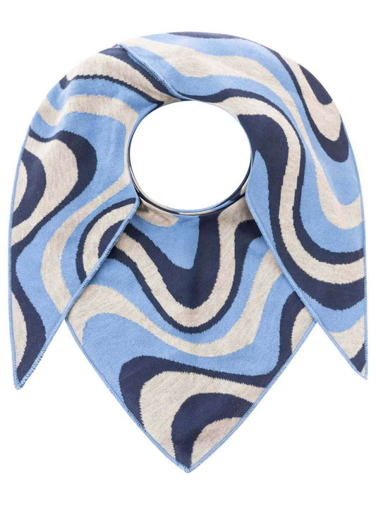 💕 Zwillingsherz Dreieckstuch "Happy Waves" Baumwolle Blau Grau
