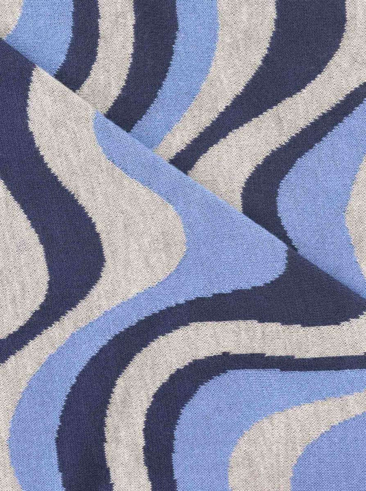 💕 Zwillingsherz Dreieckstuch "Happy Waves" Baumwolle Blau Grau