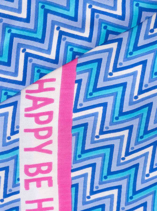 💕 Zwillingsherz Dreieckstuch "Happy Zick Zack" Viskose Mittelblau