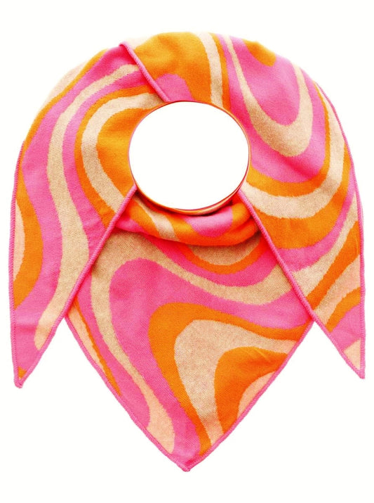 💕 Zwillingsherz Dreieckstuch "Happy Waves" Baumwolle Beige Pink Orange