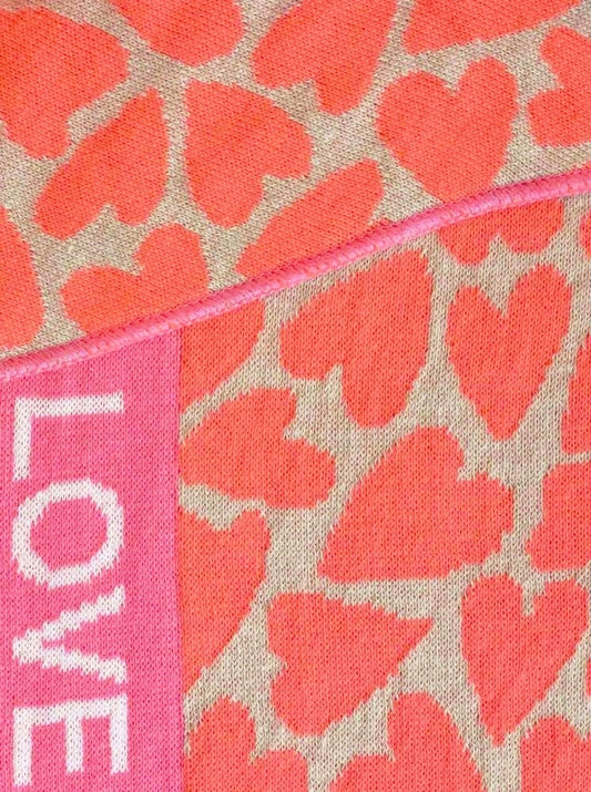 💕 Zwillingsherz Dreieckstuch "Harmony Love" Baumwolle Beige Orange Pink