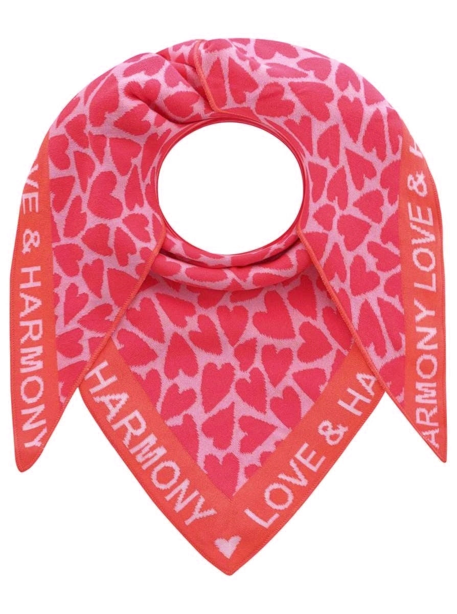 💕 Zwillingsherz Dreieckstuch "Harmony Love" Baumwolle Pink Orange