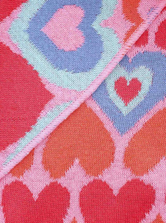 💕 Zwillingsherz Dreieckstuch "Herz in Herz" Baumwolle Pink