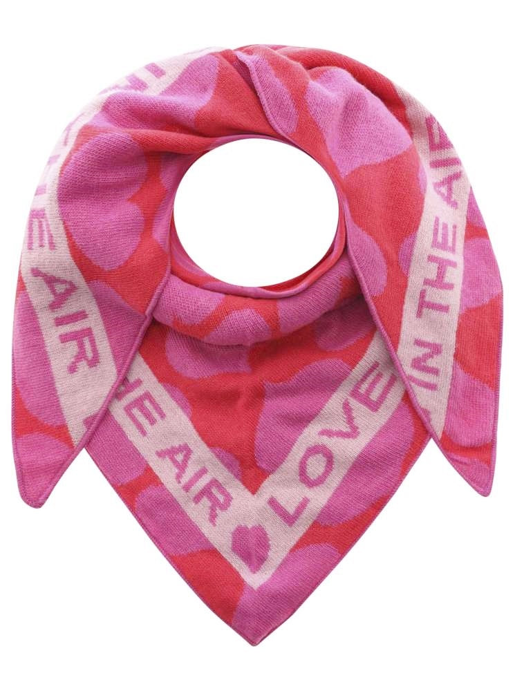 💕 Zwillingsherz Dreieckstuch "Herz an Herz" Wolle Kaschmir Coralle Pink