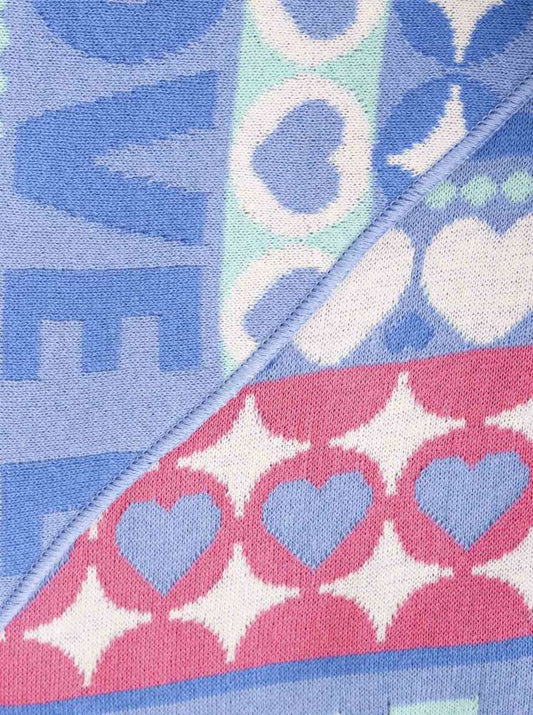 💕 Zwillingsherz Dreieckstuch "Jahrmarkt" Baumwolle Blau