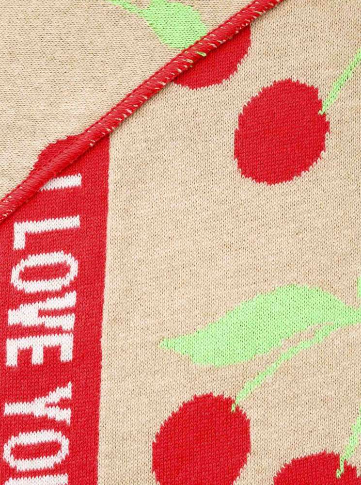 💕 Zwillingsherz Dreieckstuch "Kirsche" Baumwolle Beige Rot
