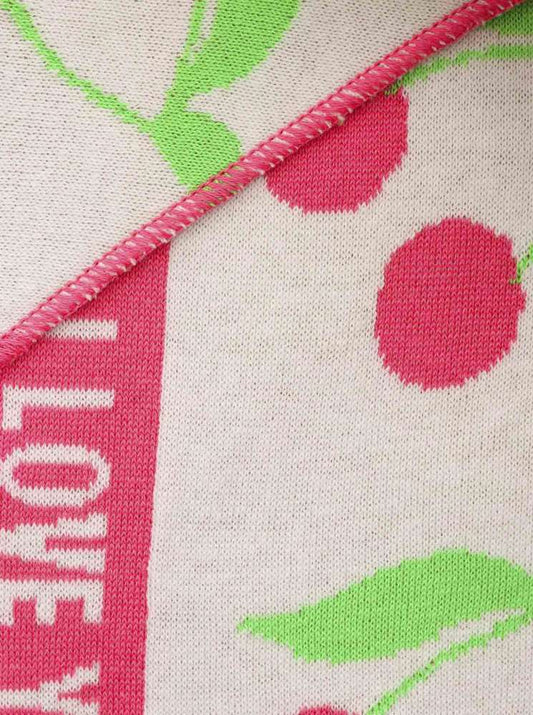💕 Zwillingsherz Dreieckstuch "Kirsche" Baumwolle Weiß Pink