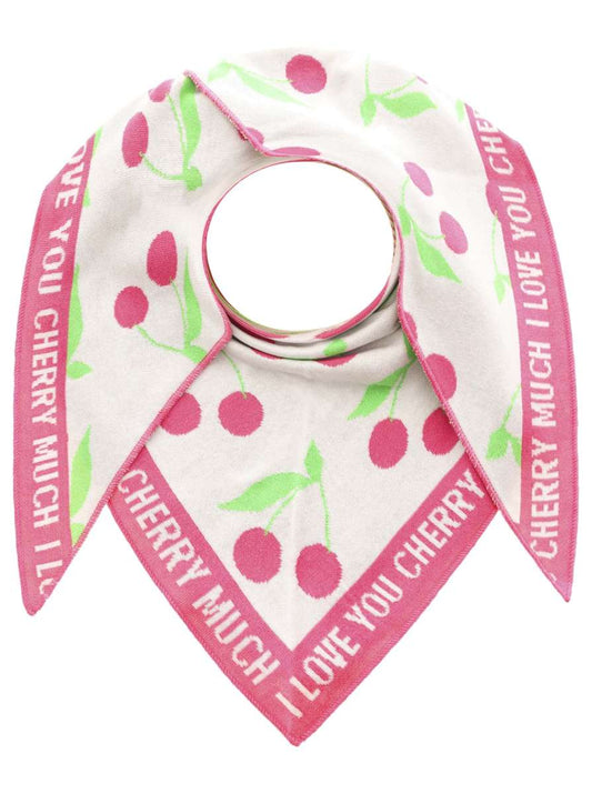 💕 Zwillingsherz Dreieckstuch "Kirsche" Baumwolle Weiß Pink