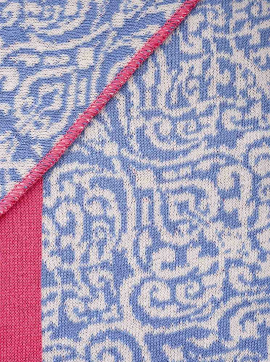 💕 Zwillingsherz Dreieckstuch "Kleine Ornamente" Baumwolle Blau Pink