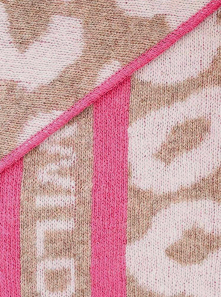 💕 Zwillingsherz Dreieckstuch "Leo Wild" Wolle Kaschmir Beige PInk