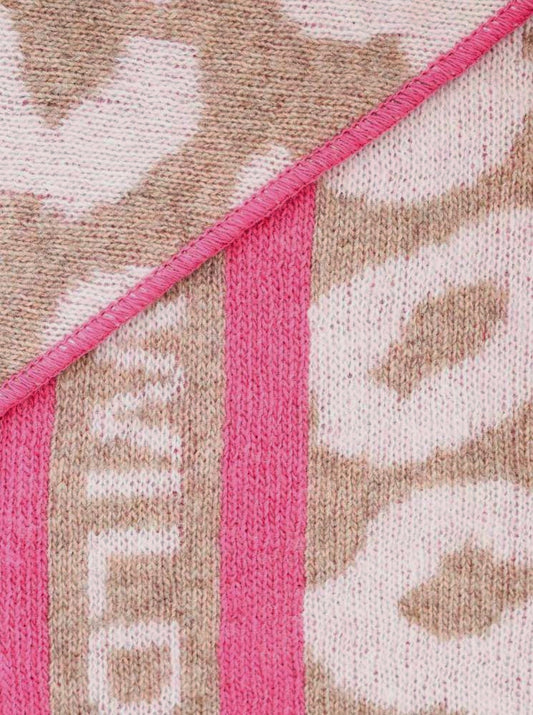 💕 Zwillingsherz Dreieckstuch "Leo Wild" Wolle Kaschmir Beige PInk