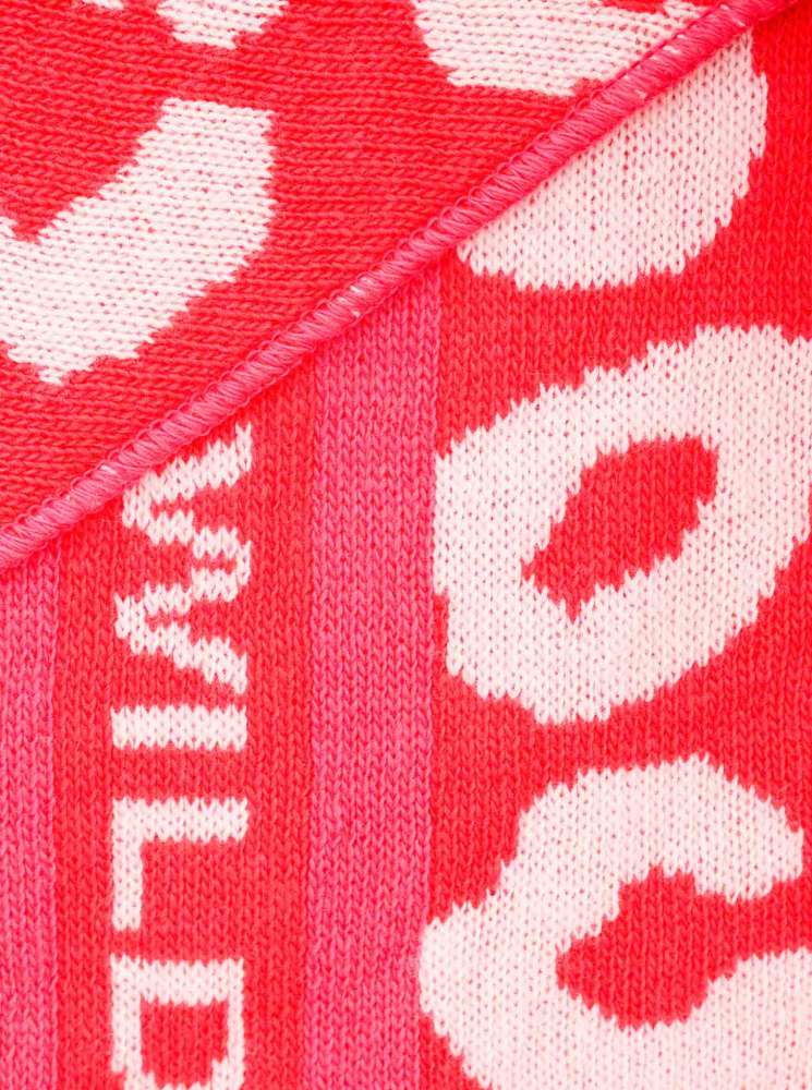💕 Zwillingsherz Dreieckstuch "Leo Wild" Wolle Kaschmir Rot PInk