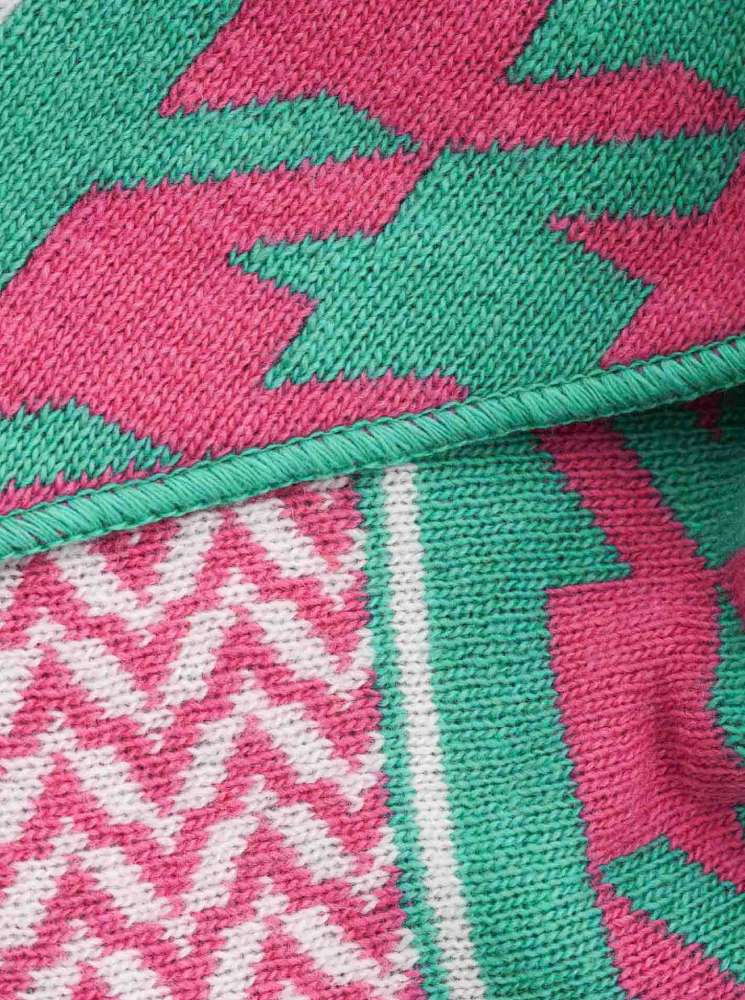 💕 Zwillingsherz Dreieckstuch "Lovely Hahnentritt" Wolle Kaschmir Grün Pink