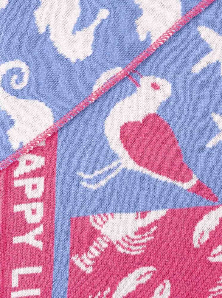 💕 Zwillingsherz Dreieckstuch "Meerestiere" Baumwolle Pink Blau